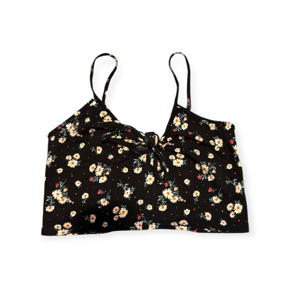 Forever 21 Floral Tank Top Crop Top Size L with Tie in Front